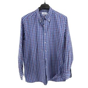Southern‎ Tide Shirt Mens XL Pre-Owned Button Down Blue Orange Plaid Classic Fit
